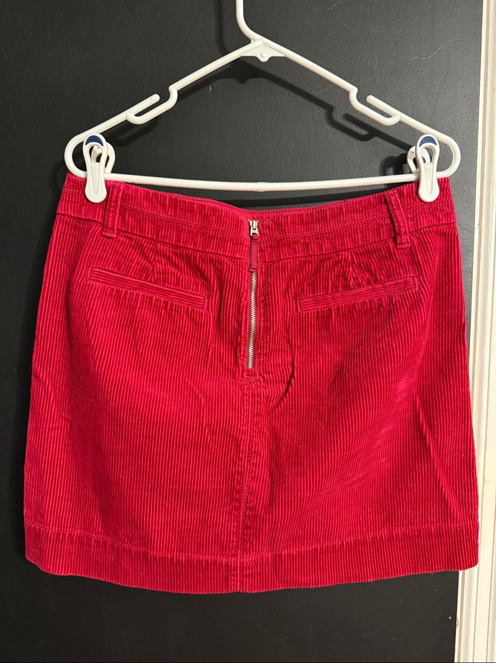 LOFT Cherry Red Corduroy Mini Skirt Patriotic Holiday Size: 8 - Picture 2 of 6
